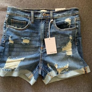 Medium Wash Distressed Denim High-Rise Shorts Lulu’s